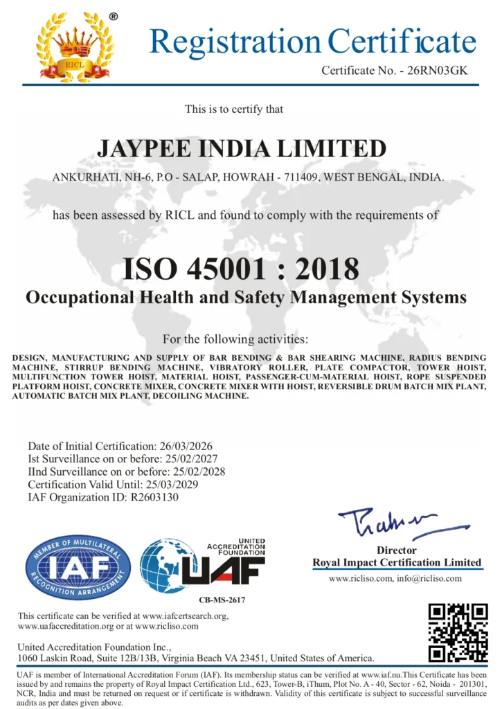 JAYPEE INDIA LIMITED ISO 45001 2018