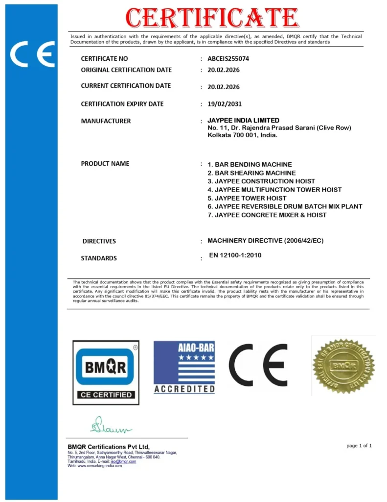 Jaypee CE Certificate