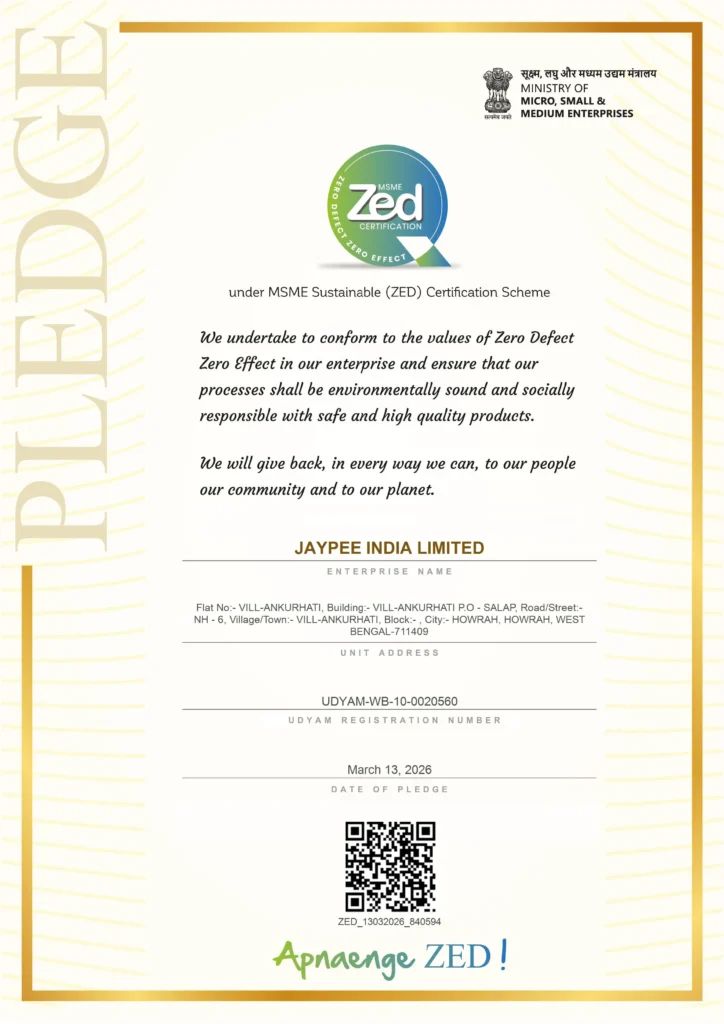 Zed-Certificate_Jaypee_India_Limited_2026